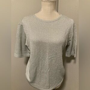 Silver Shimmer Short-Sleeve Women's Top